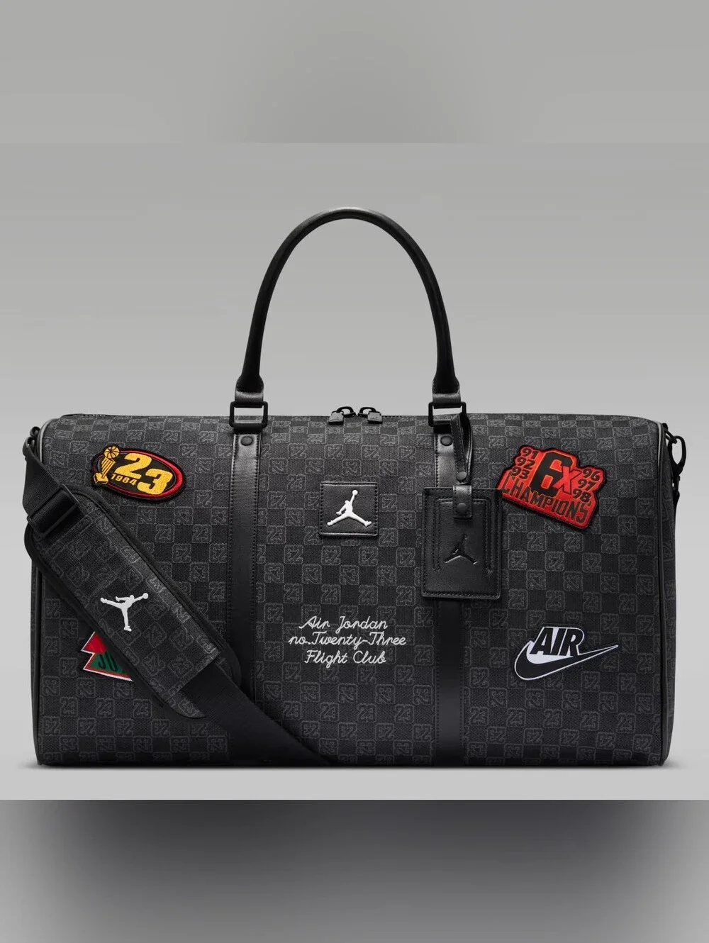 NWT Air Jordan 23 Flight Club Patches Black Monogram Duffle Bag 40L NEW